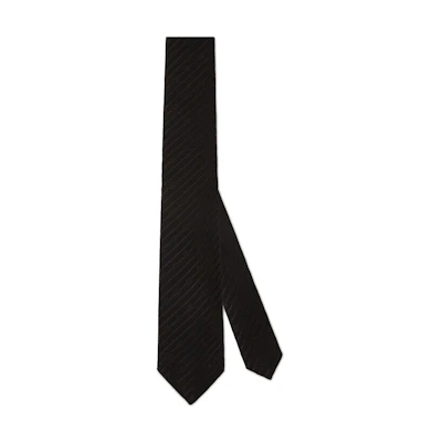 GUCCI Black Silk Crepe Tie with Interlocking Double G Design. 741716-4EAAT-1000