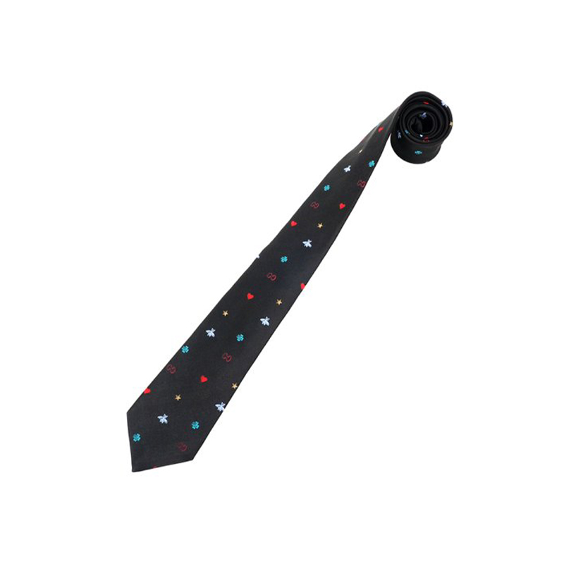 GUCCI  Black Silk Tie with Heart Embroidery and Bee Design. 571819-4E002-1000 圖 4