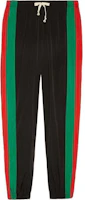 Order GUCCI Black Striped Mid-Waist Relaxed Drawstring Jogger Pants. 575549-XJBAK-1060