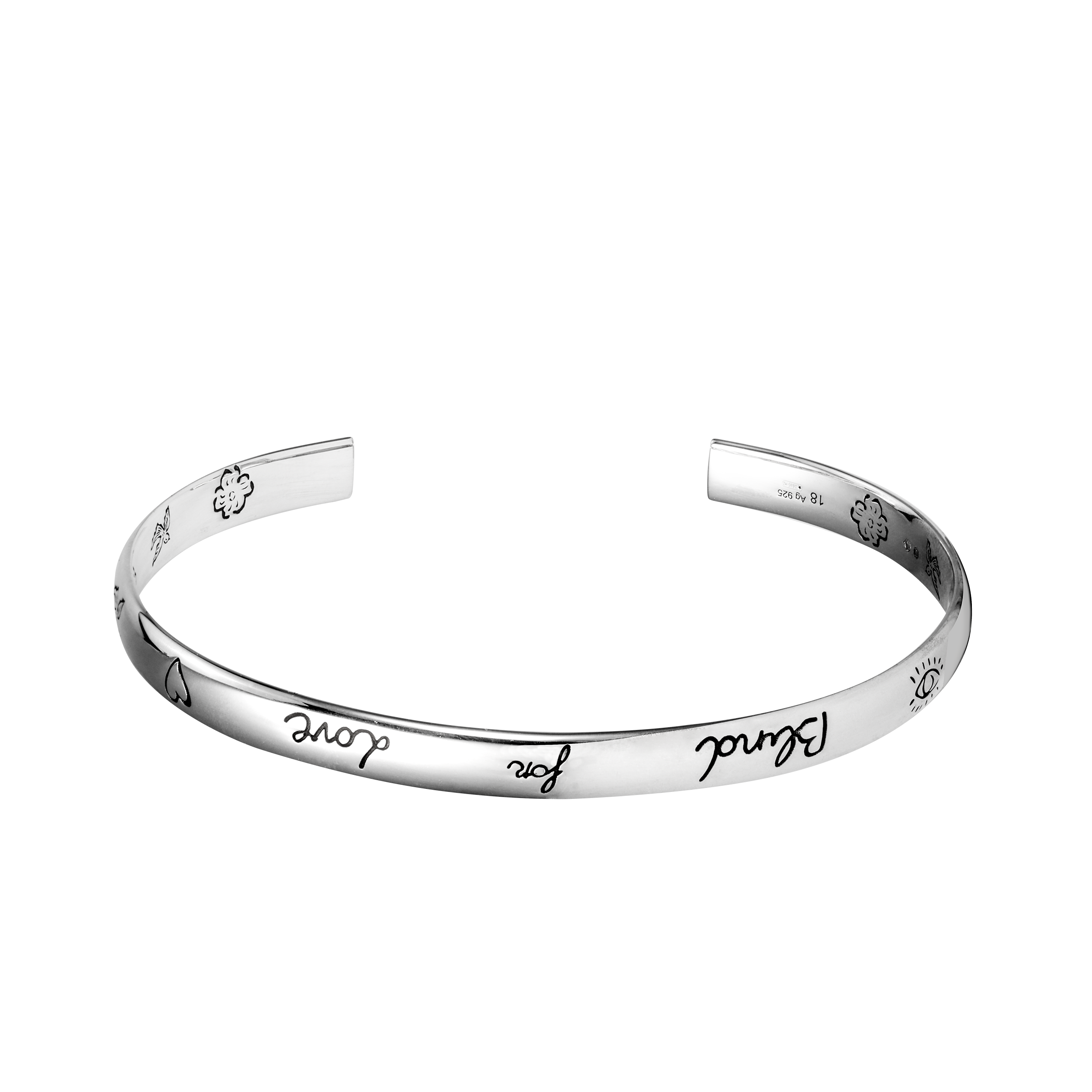 GUCCI "Blind For Love" 925 Silver Bracelet Unisex Couples Silver 455242-J8400-0701