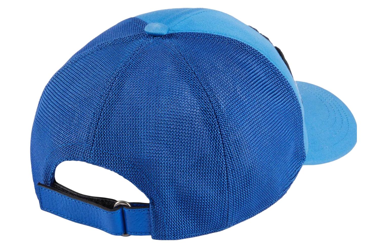 Shop GUCCI  Blue Casual Cap with Letter Logo Patch. 701324-4HAOY-4969