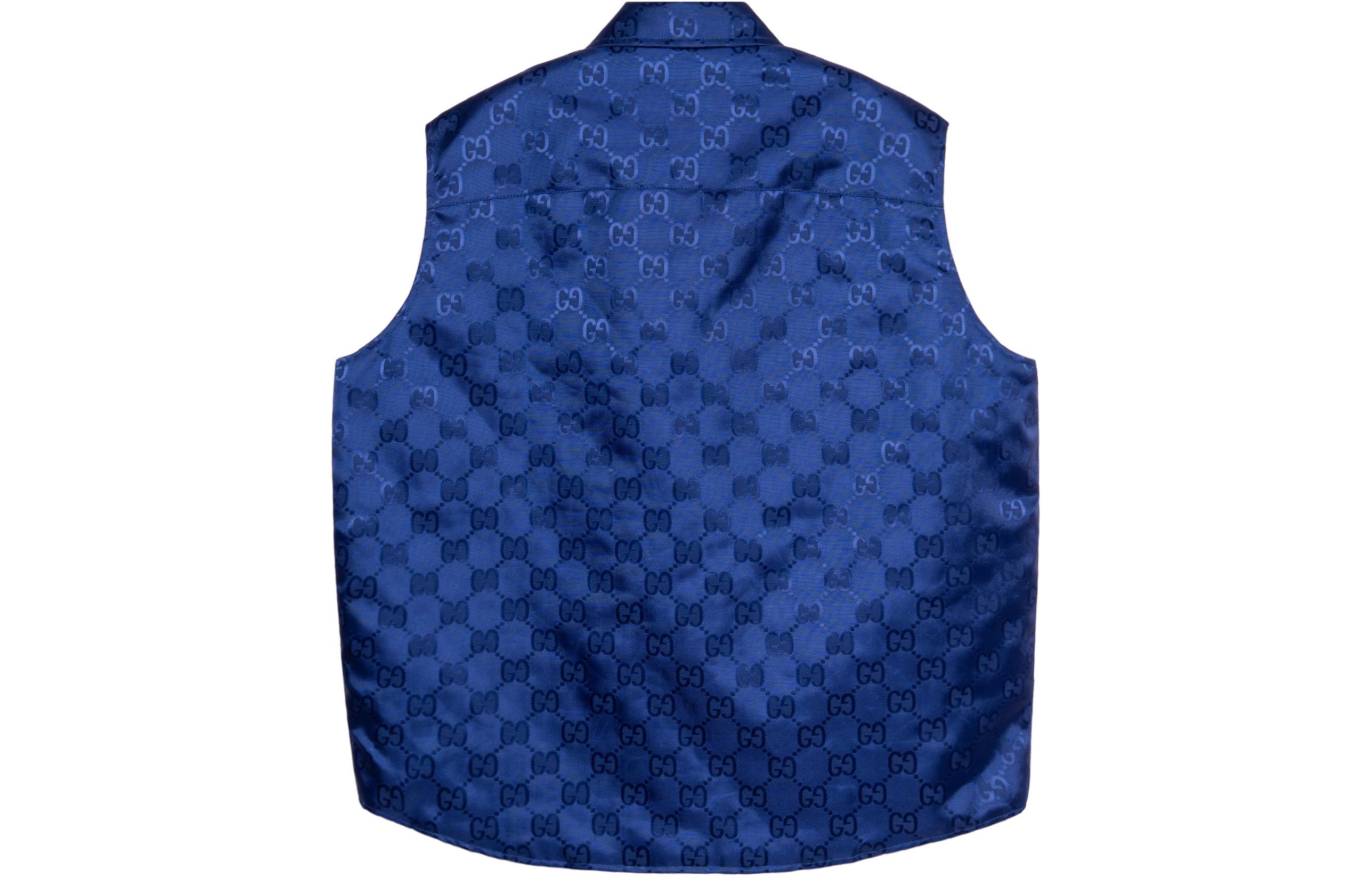 Lookbook GUCCI  Blue Casual Vest with Letter Pattern and Single Button Closure 631890-Z8AK7-4424