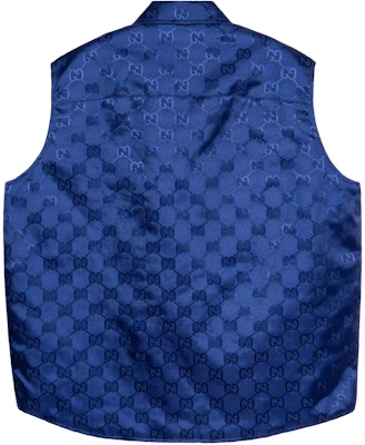 GUCCI Blue Casual Vest with Letter Pattern and Single Button Closure 631890-Z8AK7-4424 Lookbook GUCCI Blue Casual Vest with Letter Pattern and Single Button Closure 631890-Z8AK7-4424