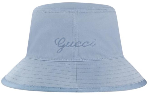 GUCCI Blue Logo Embroidered Cotton Bucket Hat. 7827334HA8Y4969 Buy GUCCI Blue Logo Embroidered Cotton Bucket Hat. 7827334HA8Y4969