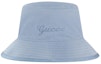 Buy GUCCI Blue Logo Embroidered Cotton Bucket Hat. 7827334HA8Y4969