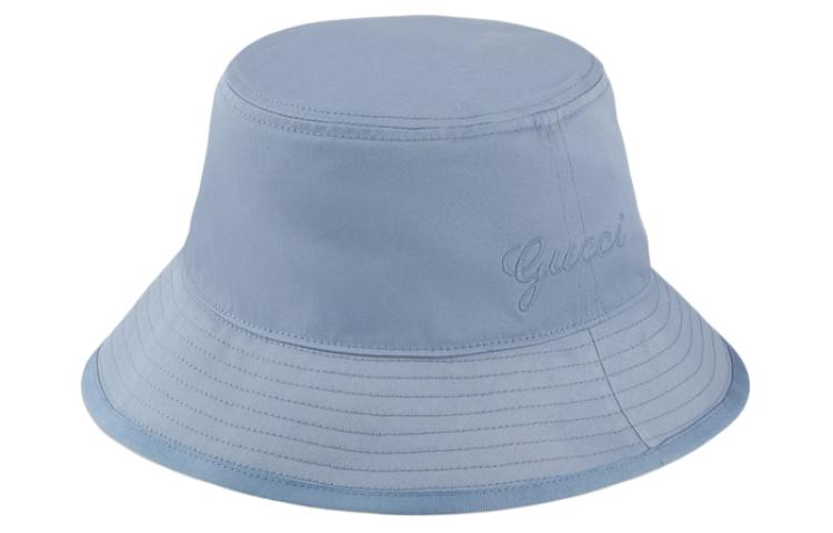 Lookbook GUCCI  Blue Logo Embroidered Cotton Bucket Hat. 7827334HA8Y4969