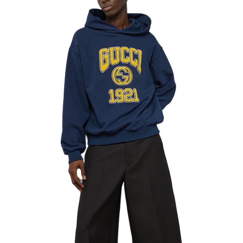 Purchase GUCCI Sudadera Azul con Logo Estampado Oversize y Hombros Caídos. 770842-XJF3O-4030