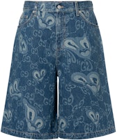 GUCCI Blue Monogram Belt Loop Zipper Denim Shorts 783815-XDCXR-4759 GUCCI Blue Monogram Belt Loop Zipper Denim Shorts 783815-XDCXR-4759
