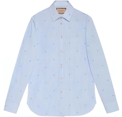 GUCCI Camisa Azul de Rayas Manga Larga con Bordado de Logo. 673494-ZAHJ0-4421 Buy GUCCI Camisa Azul de Rayas Manga Larga con Bordado de Logo. 673494-ZAHJ0-4421