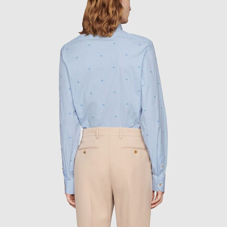 Purchase GUCCI Camisa Azul de Rayas Manga Larga con Bordado de Logo. 673494-ZAHJ0-4421