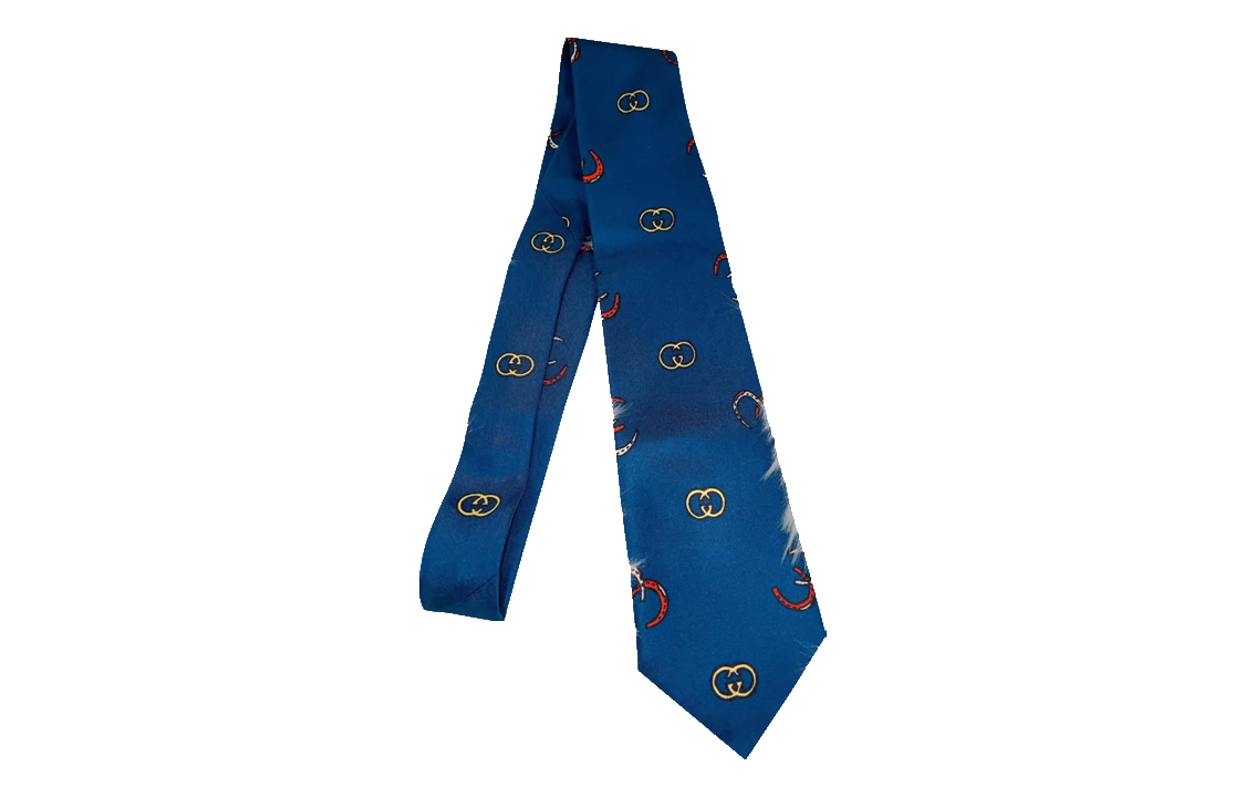 GUCCI  Blue Tie with Exquisite Printed Design. 535094 7B001 4200