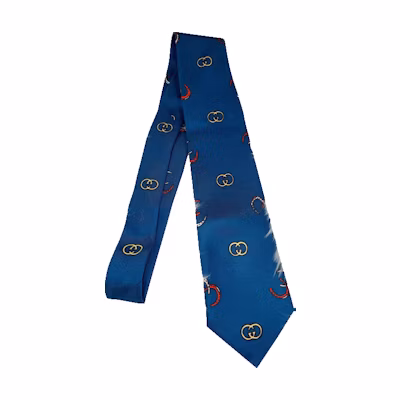 GUCCI Blue Tie with Exquisite Printed Design. 535094 7B001 4200