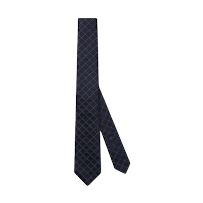 GUCCI Blue Tie with Logo Design. 7924644E0094168