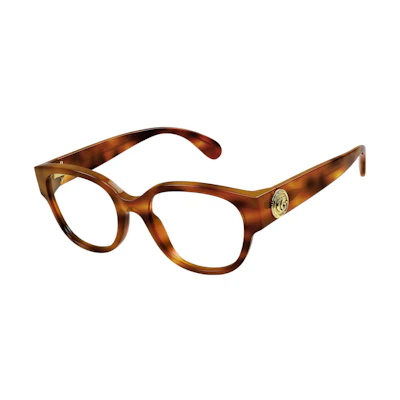 GUCCI Brown Butterfly Optical Frames with Logo in Recycled Acetate. GG1411OK003