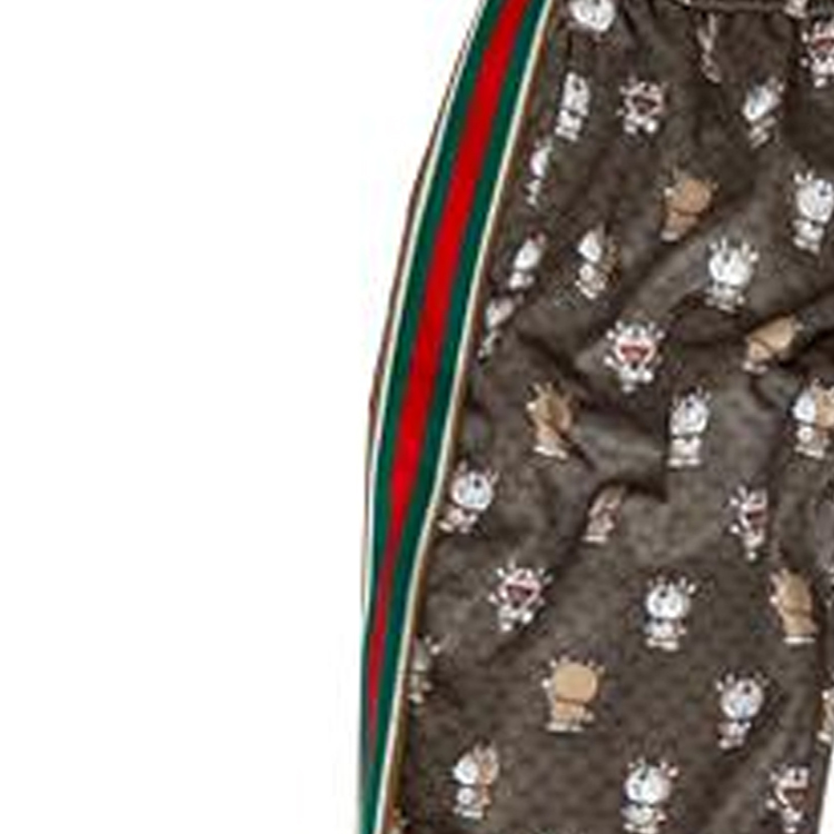 Sizing GUCCI Pantalones Jogger de Punto Marrón Casual con Diseño de Dibujos Animados. 654941-XJDEW-2231