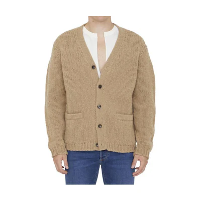 GUCCI Brown Solid V-Neck Long Sleeve Knit Cardigan 761541-XKDK4-2296