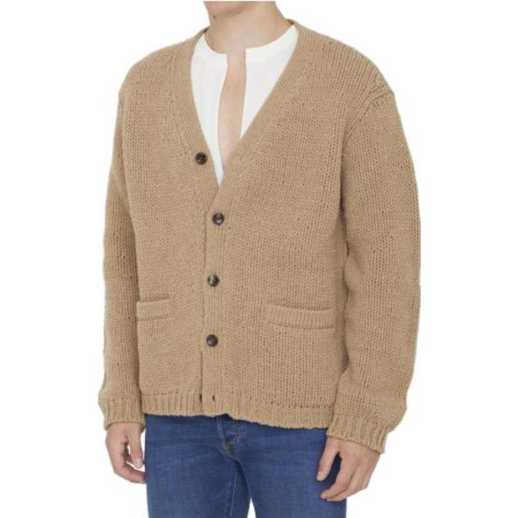 GUCCI  Brown Solid V-Neck Long Sleeve Knit Cardigan 761541-XKDK4-2296 圖 3