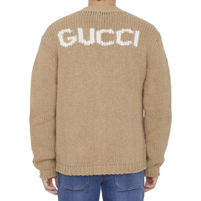GUCCI  Brown Solid V-Neck Long Sleeve Knit Cardigan 761541-XKDK4-2296 圖 4