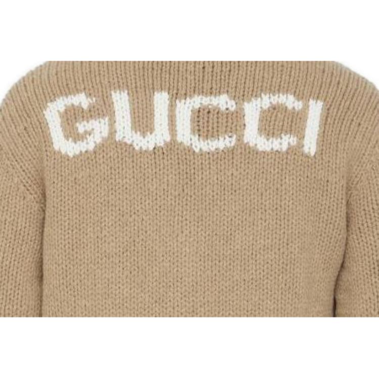 GUCCI  Brown Solid V-Neck Long Sleeve Knit Cardigan 761541-XKDK4-2296 圖 6