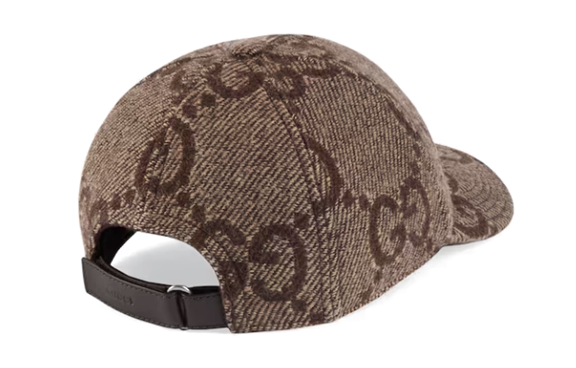 Shop 古驰 棕色羊毛棒球帽带提花字母设计 7712134HA7A2064