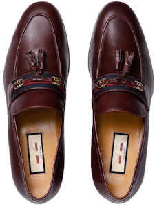 GUCCI 古奇 配飾帶扣環式雙G 尖頭粗跟高筒鞋 酒紅色 Purchase GUCCI 古奇 配飾帶扣環式雙G 尖頭粗跟高筒鞋 酒紅色