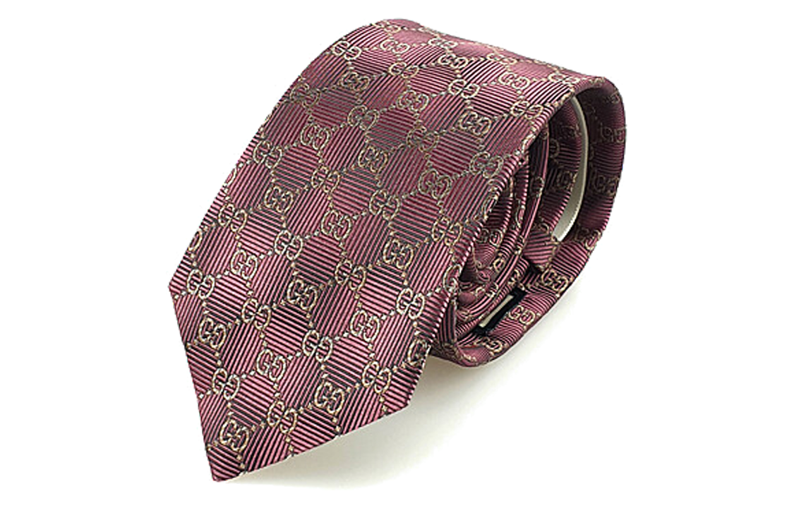 GUCCI  Burgundy Tie with Printed Pattern Design 4088694E0025778