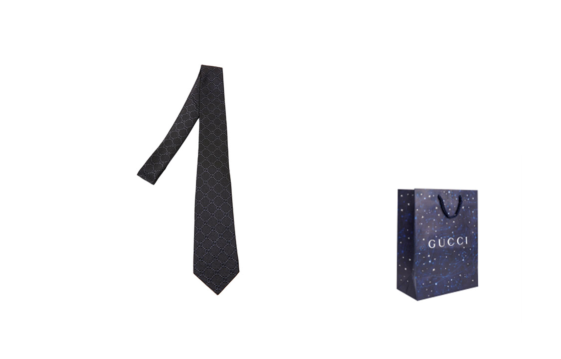 Gucci Black Silk Tie with Logo for Men - Stylish & Sophisticated 408865-4E002-1062 圖 8