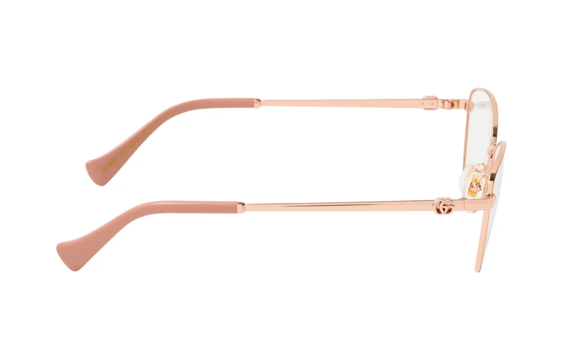 Shop 古驰 粉色猫眼光学眼镜 金属镜腿与品牌标志 GG1595O002