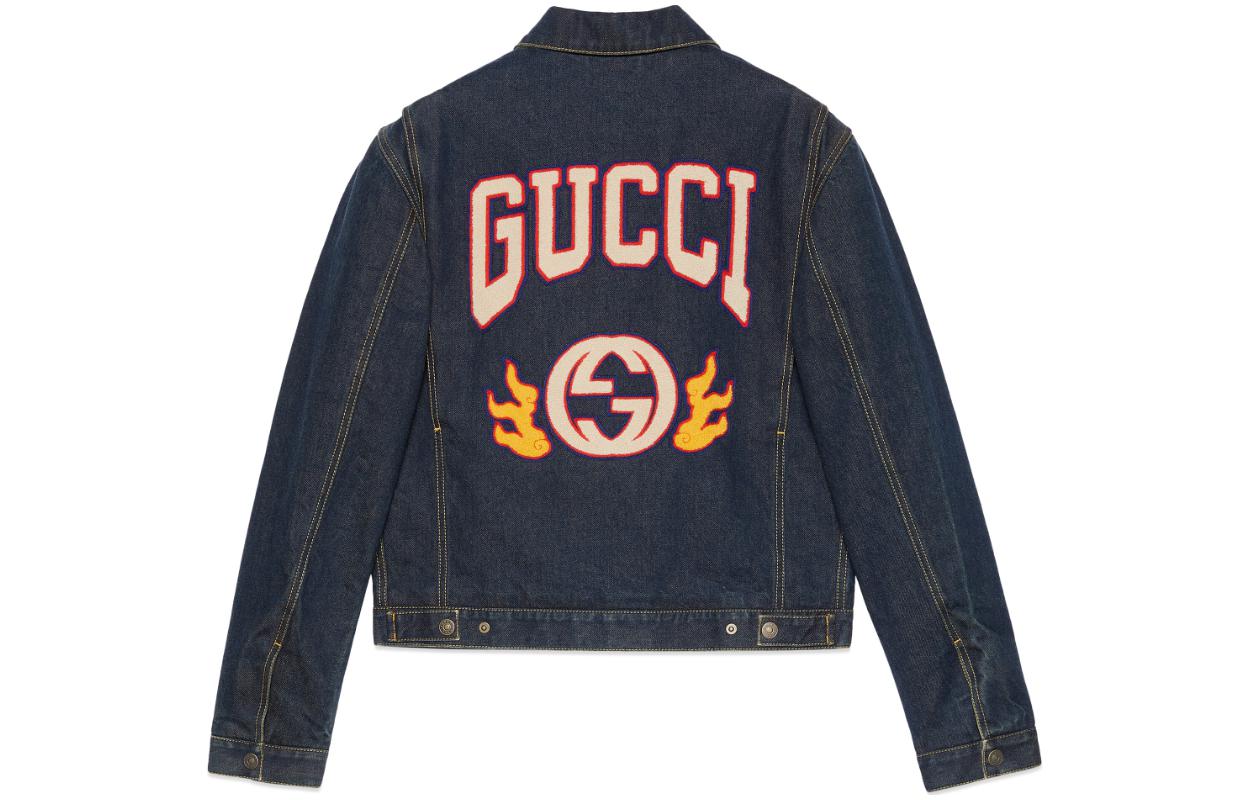 GUCCI  Chinese New Year SS24 Dark Blue Denim Jacket with Logo Patch. 766038-XDCQ8-4759 圖 3