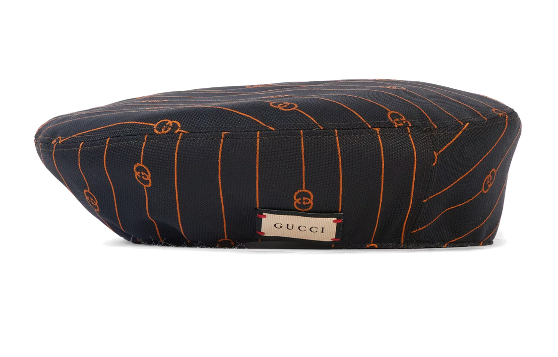 GUCCI  Cotton Beret Black with Signature G Pattern. 752789-4HA1K-8464