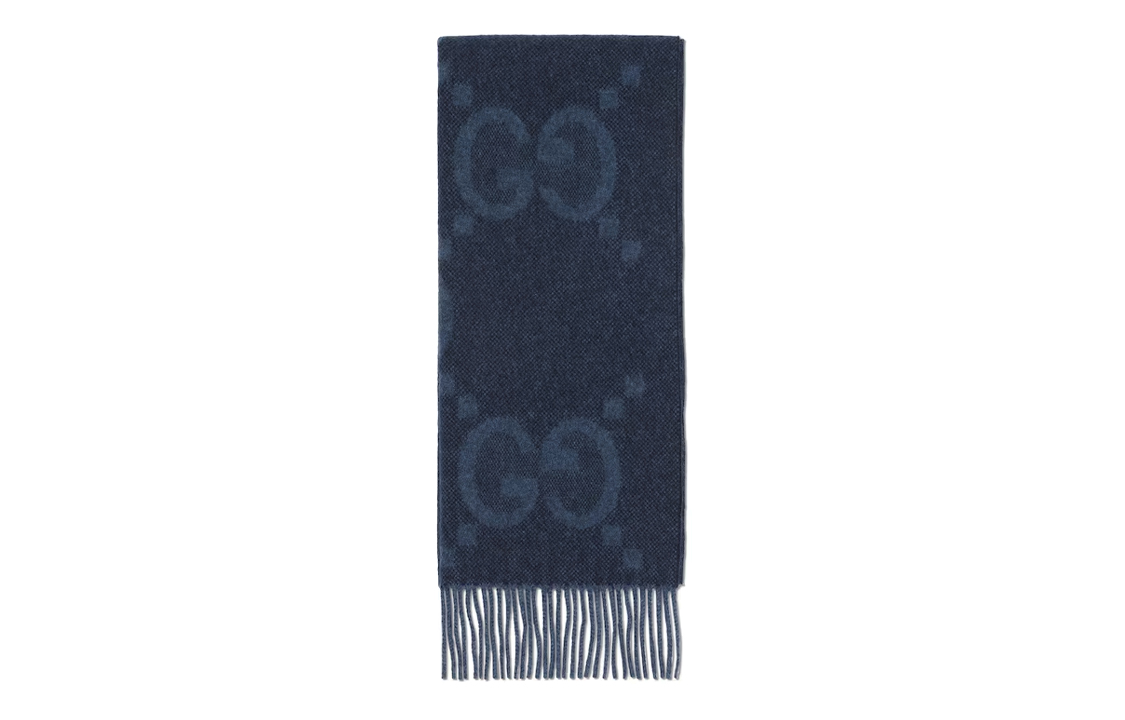 GUCCI  Deep Blue Wool Scarf with Tassel Details 6742754GABX4469 圖 2