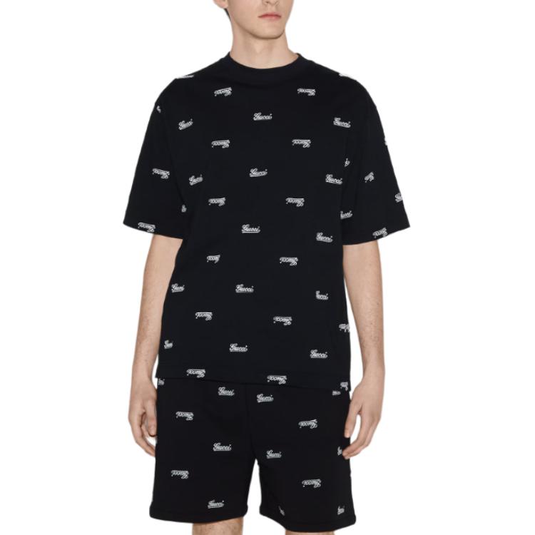 GUCCI  Embroidered Logo Crewneck T-Shirt Black 788072-XJGJ0-1043 圖 4
