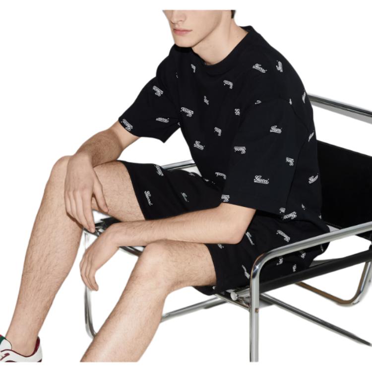 GUCCI  Embroidered Logo Crewneck T-Shirt Black 788072-XJGJ0-1043 圖 6