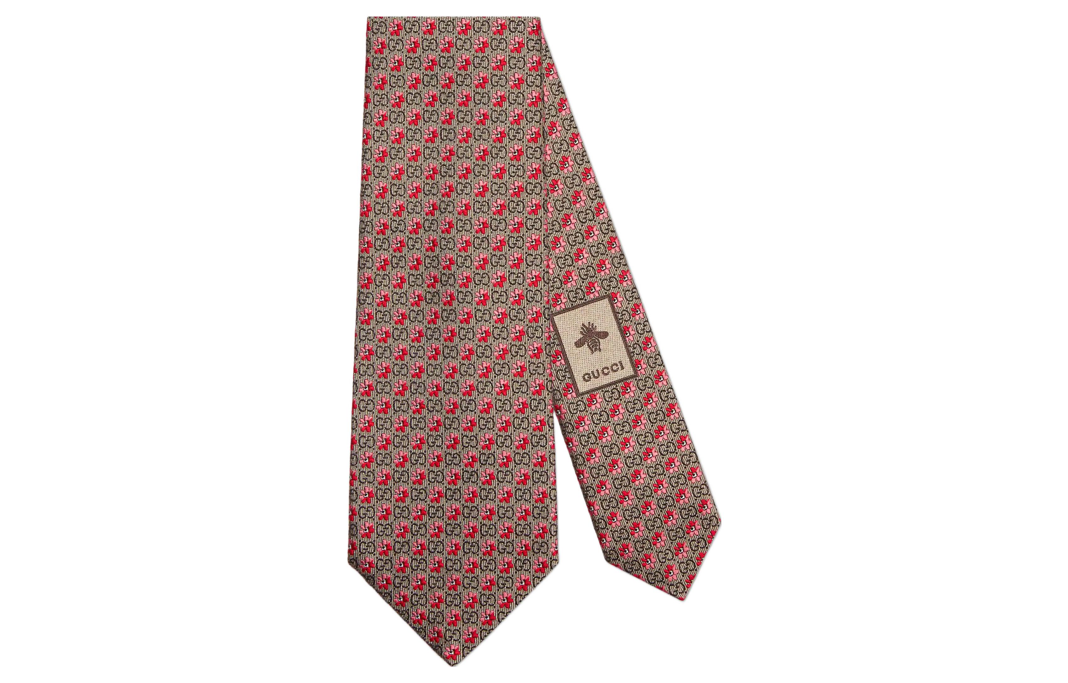 GUCCI  Floral Silk Jacquard Tie - Light Brown 672565-4E002-9974