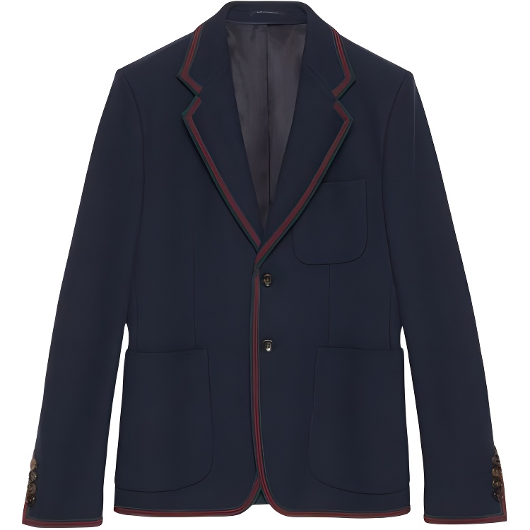 GUCCI  FW23 Knit Blazer with Webbing - Blue 770374-ZAM6S-4240