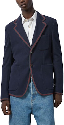 GUCCI Blazer Knit FW23 dengan Webbing - Biru 770374-ZAM6S-4240 Shop GUCCI Blazer Knit FW23 dengan Webbing - Biru 770374-ZAM6S-4240