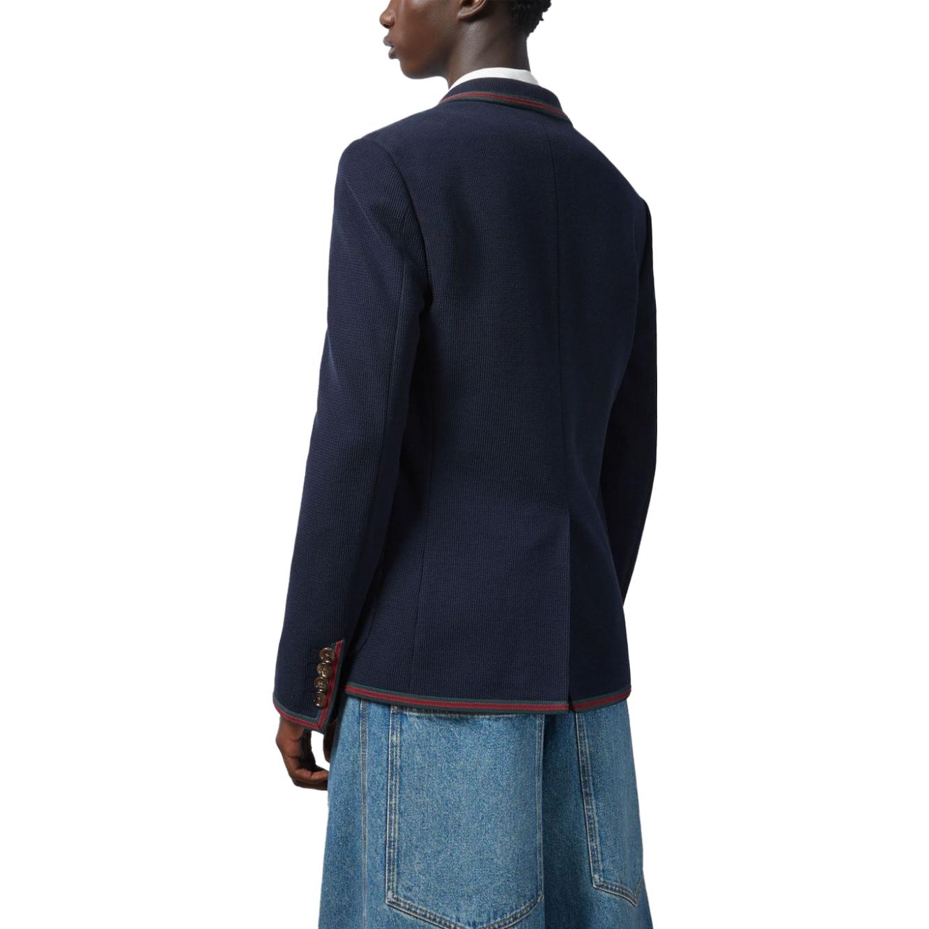 Purchase GUCCI Blazer Knit FW23 dengan Webbing - Biru 770374-ZAM6S-4240