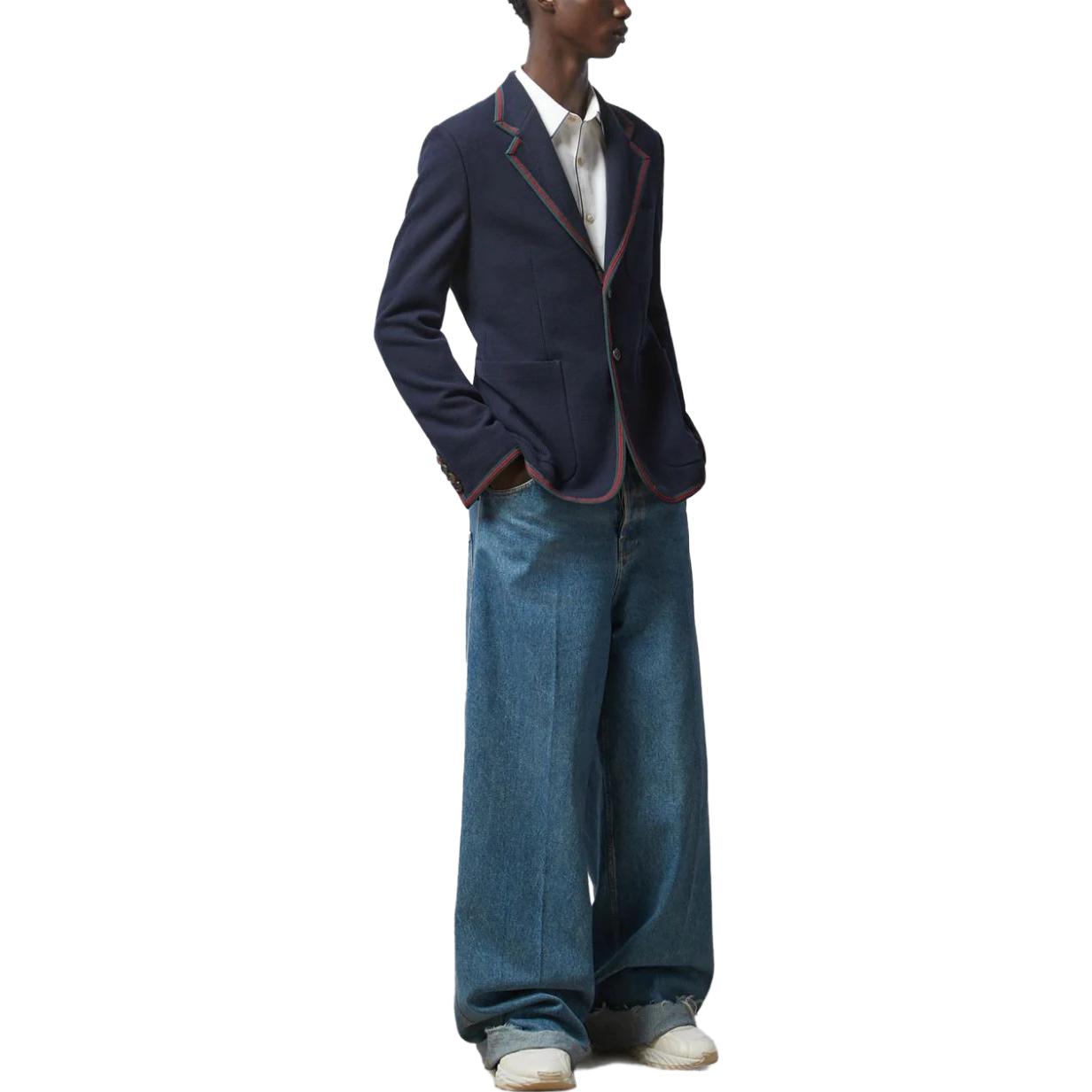 Details for GUCCI Blazer Knit FW23 dengan Webbing - Biru 770374-ZAM6S-4240