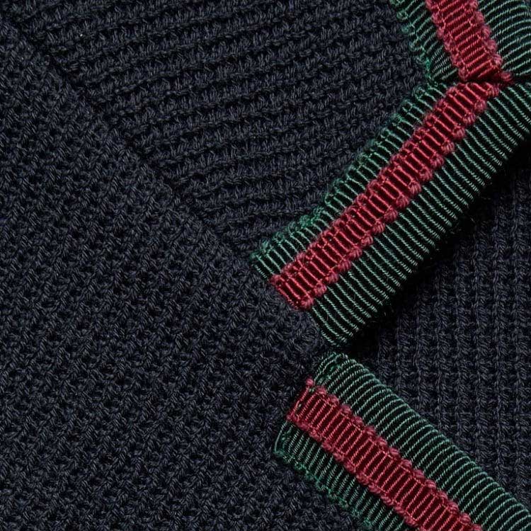 Sizing GUCCI Blazer Knit FW23 dengan Webbing - Biru 770374-ZAM6S-4240