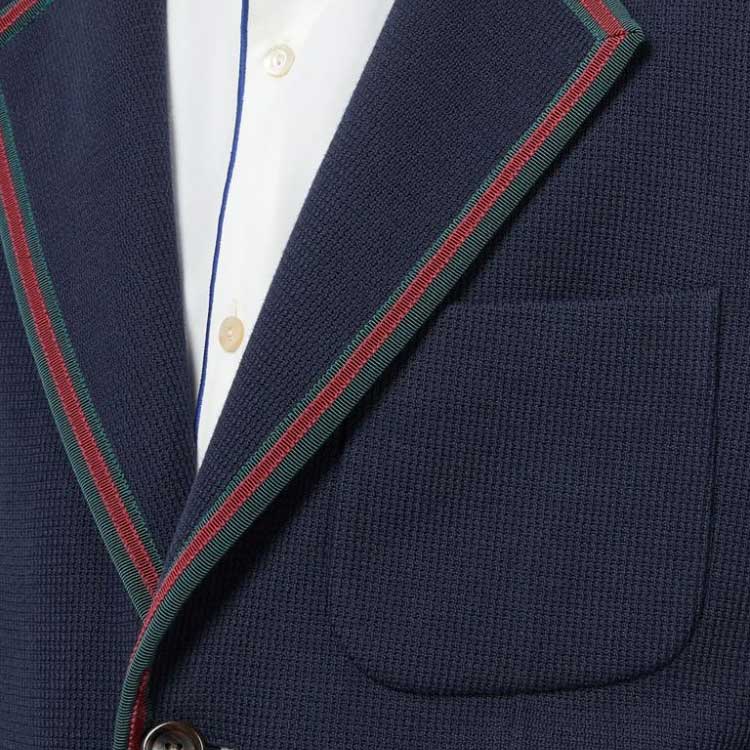 Cheap GUCCI Blazer Knit FW23 dengan Webbing - Biru 770374-ZAM6S-4240