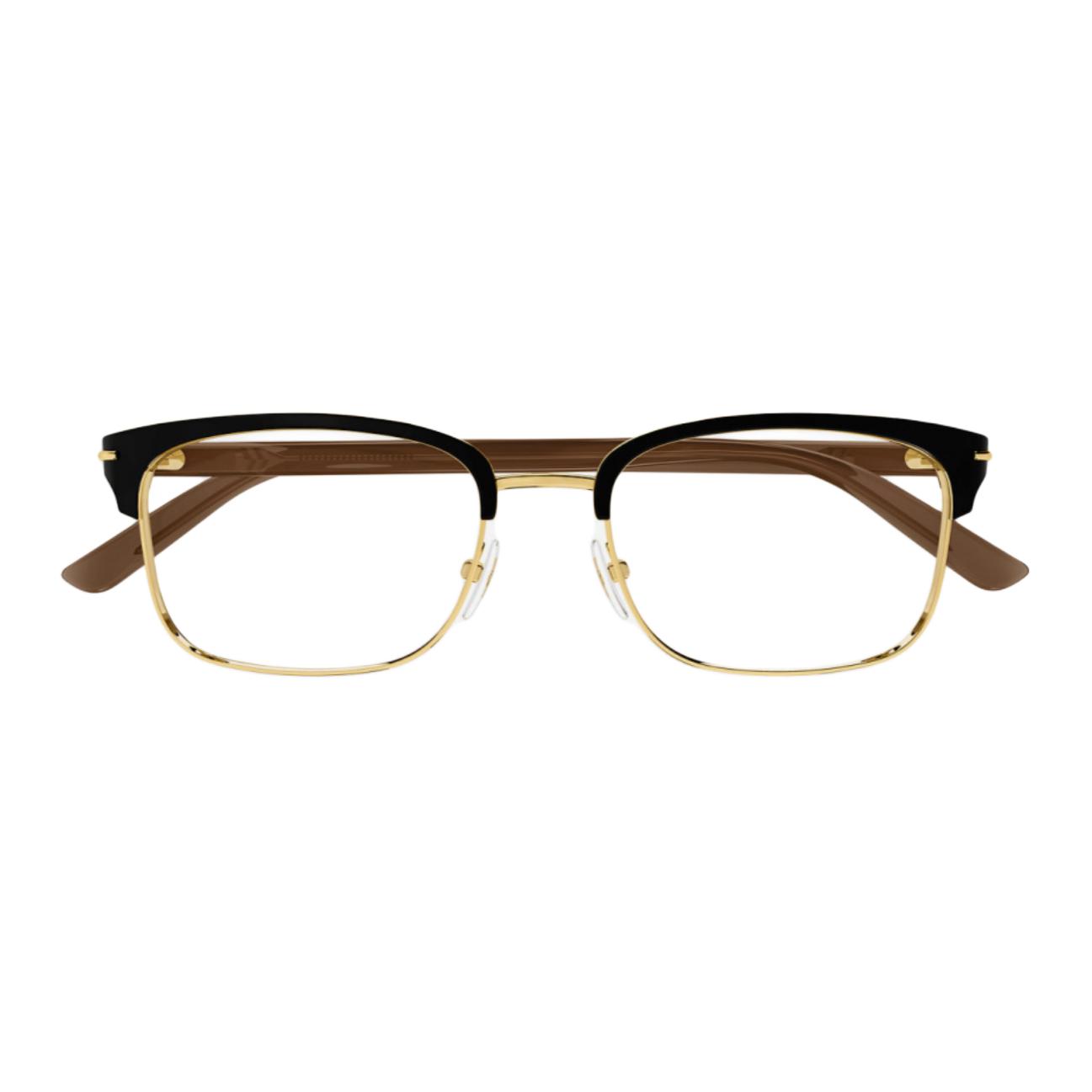 Lookbook GUCCI  Gold Rectangular Optical Glasses with Colorblock Design. GG1448O00256
