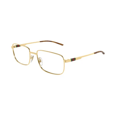 GUCCI Gold Rectangular Optical Glasses with Logo Temples. GG1678O-005