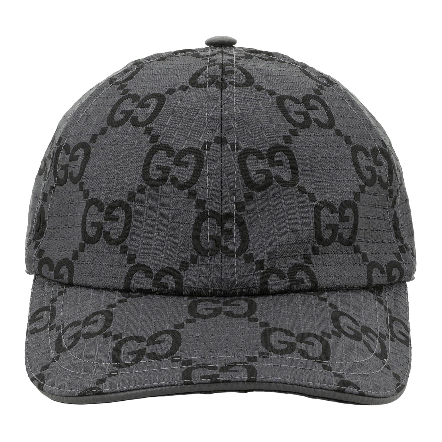 Lookbook 구찌 로고 & 지속 가능한 소재 그레이 야구 모자. 7683924HA5M1161