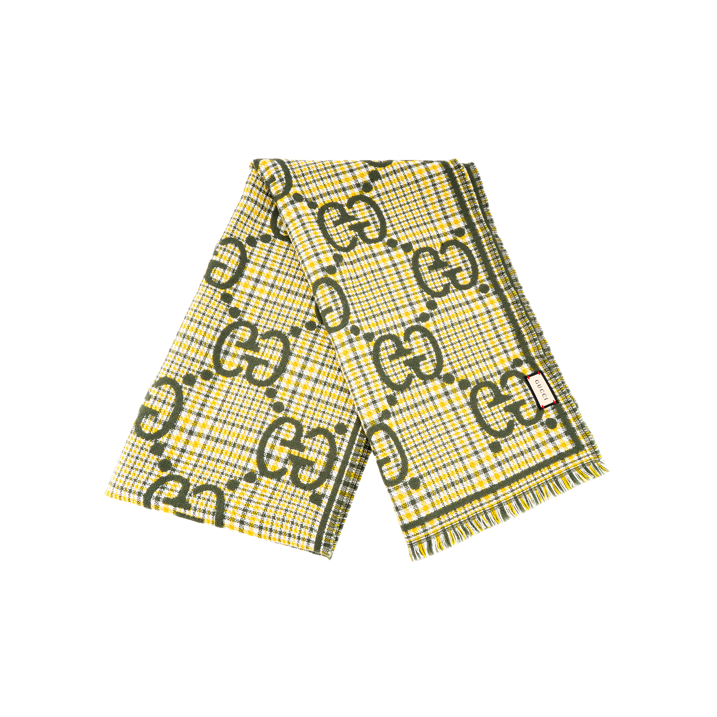 GUCCI  Green Jacquard Knit Scarf - Stylish, Warm & Comfortable. 660025-4G386-3375