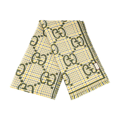 GUCCI Green Jacquard Knit Scarf - Stylish, Warm & Comfortable. 660025-4G386-3375