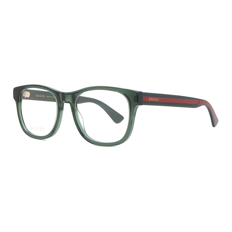 GUCCI  Green Rectangular Acetate Optical Glasses with Logo Temples GG0004ON011