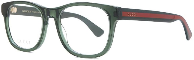 GUCCI Green Rectangular Acetate Optical Glasses with Logo Temples GG0004ON011 GUCCI Green Rectangular Acetate Optical Glasses with Logo Temples GG0004ON011