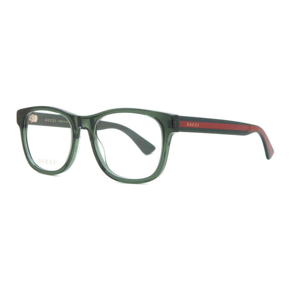Order GUCCI  Green Rectangular Acetate Optical Glasses with Logo Temples GG0004ON011