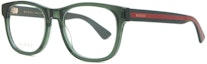Order GUCCI Green Rectangular Acetate Optical Glasses with Logo Temples GG0004ON011