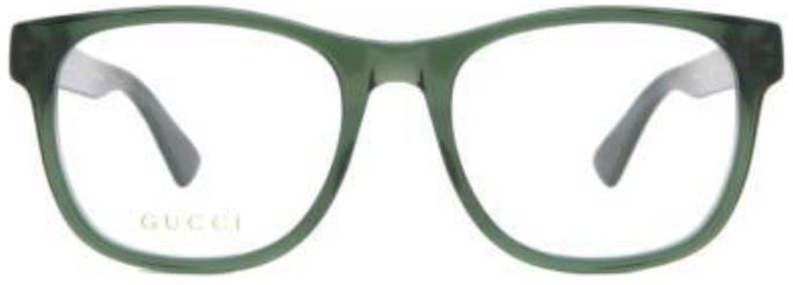 GUCCI Green Rectangular Acetate Optical Glasses with Logo Temples GG0004ON011 Lookbook GUCCI Green Rectangular Acetate Optical Glasses with Logo Temples GG0004ON011